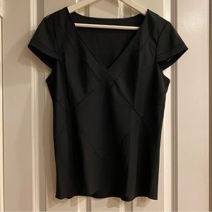 Black V-Neck Women’s Silk Blouse